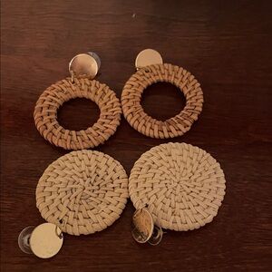 Woven Circular Earrings with Gold Accents